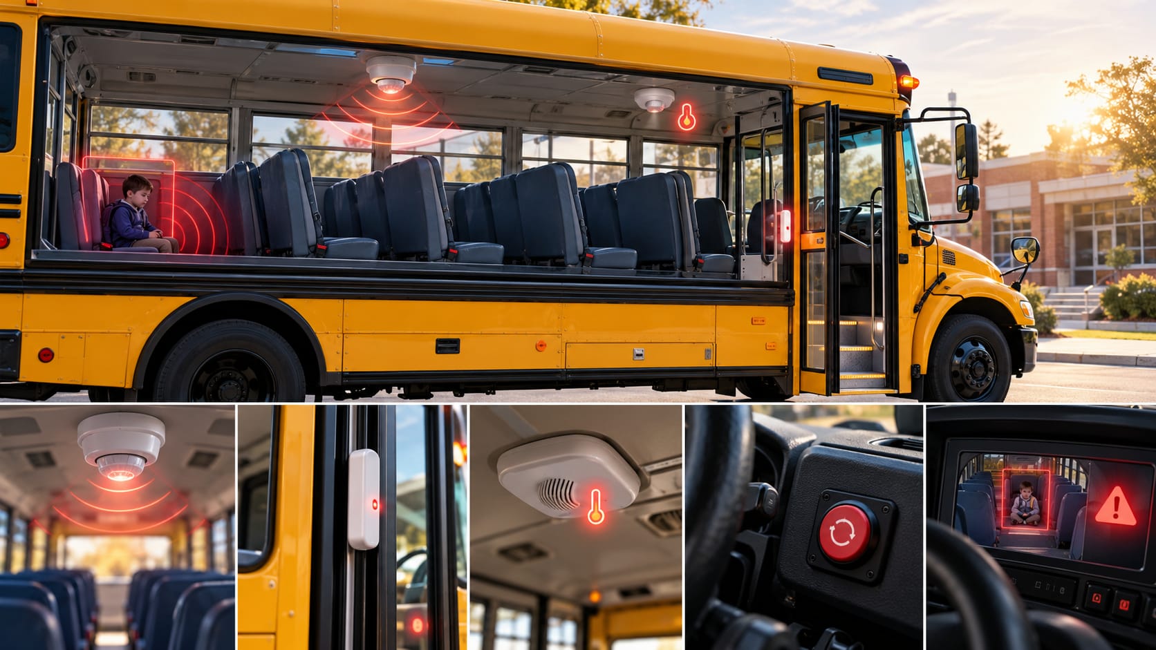 School bus safety and child detection system